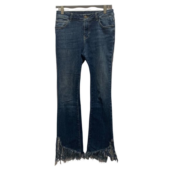 Maryley Stretch Crop Fray Hem Jeans Hippie Grunge Size US 28 - Picture 1 of 11